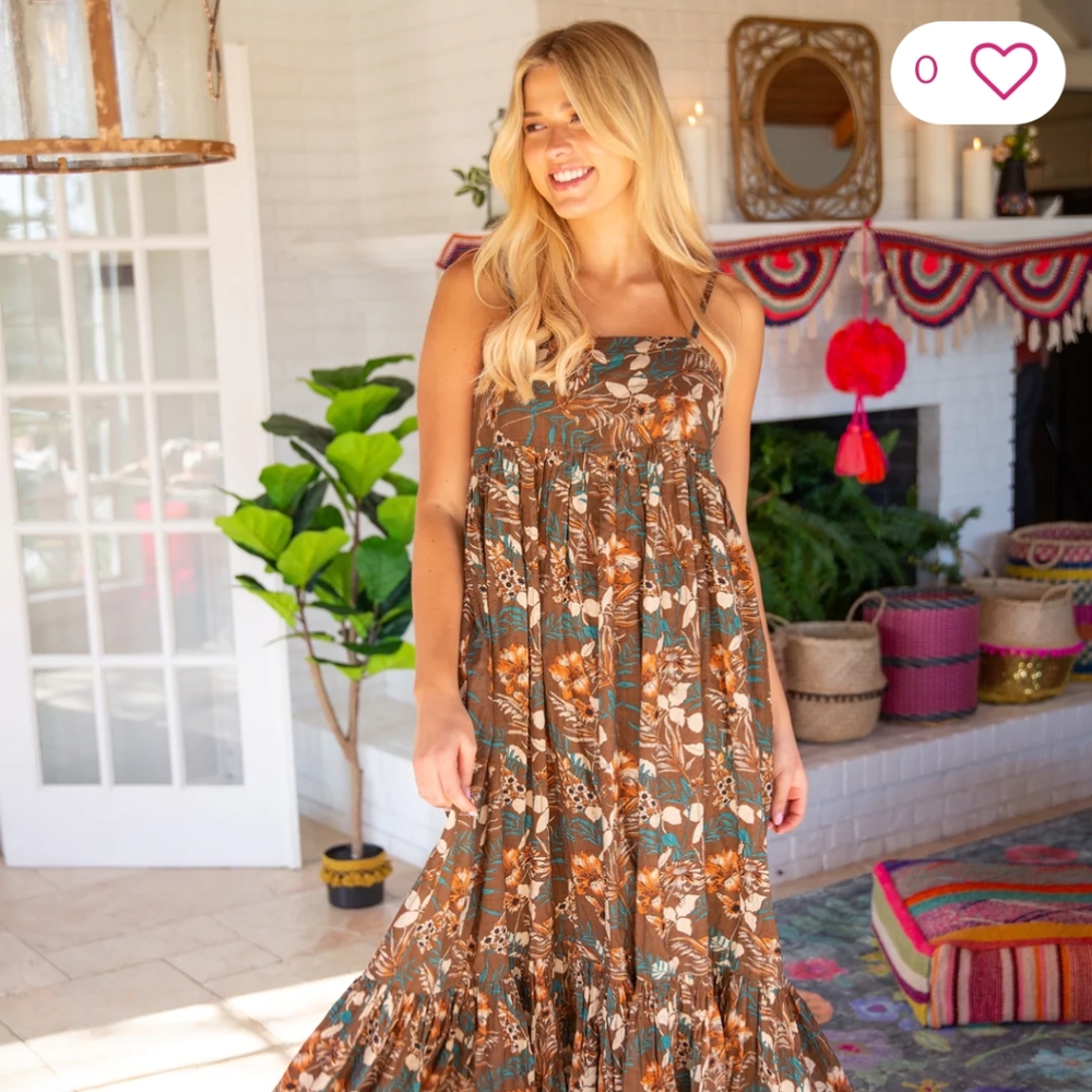 Nina Sleeveless Midi Dress - Espresso Floral